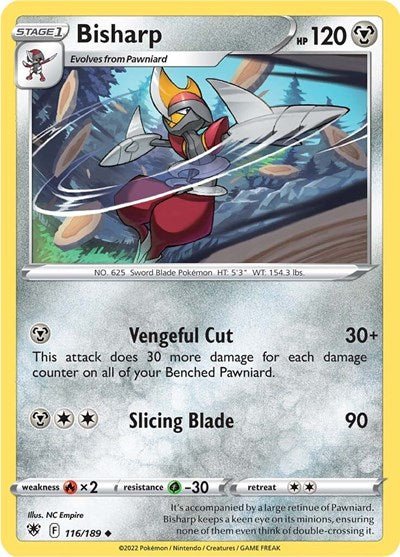 Pokémon card: Bisharp 116/189 from Astral Radiance (Uncommon), Metal type, front of card