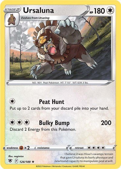 Pokémon card: Ursaluna 124/189 from Astral Radiance (Rare), Colorless type, front of card
