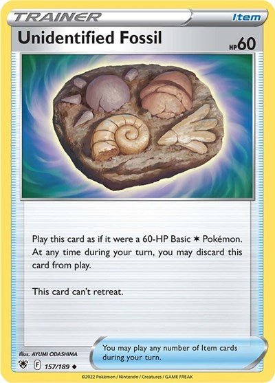 Pokémon card: Unidentified Fossil 157/189 from Astral Radiance (Uncommon), front of card