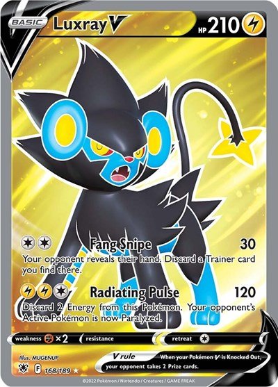Pokémon card: Luxray V (Full Art) 168/189 from Astral Radiance (Ultra Rare), Lightning type, front of card