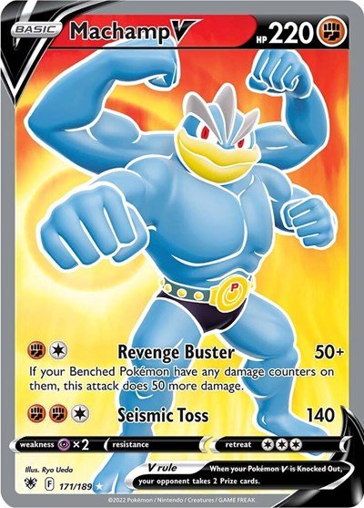 Pokémon card: Machamp V (Full Art) 171/189 from Astral Radiance (Ultra Rare), Fighting type, front of card