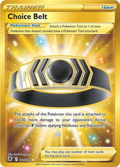 Pokémon card: Choice Belt 211/189 from Astral Radiance (Secret Rare), front of card