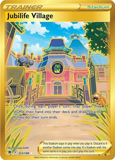 Pokémon card: Jubilife Village 212/189 from Astral Radiance (Secret Rare), front of card