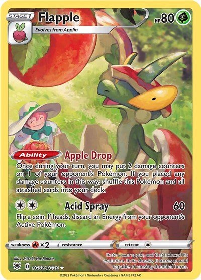Pokémon card: Flapple TG02/TG30 from Astral Radiance Trainer Gallery (Ultra Rare), Grass type, front of card