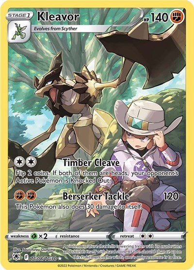 Pokémon card: Kleavor TG08/TG30 from Astral Radiance Trainer Gallery (Ultra Rare), Fighting type, front of card