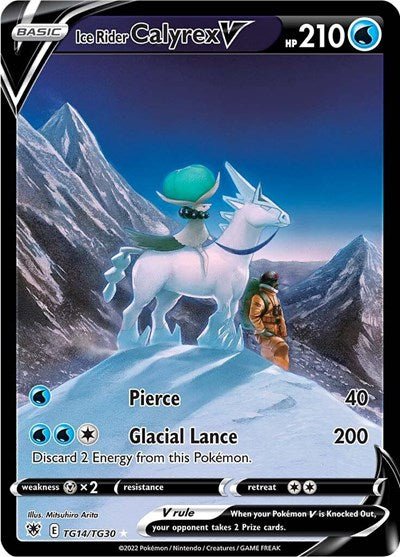 Pokémon card: Ice Rider Calyrex V TG14/TG30 from Astral Radiance Trainer Gallery (Ultra Rare), Water type, front of card