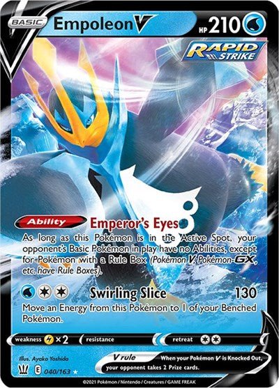 Pokémon card: Empoleon V 040/163 from Battle Styles (Ultra Rare), Water type, front of card