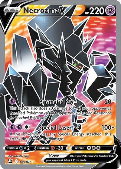 Pokémon card: Necrozma V (Full Art) 149/163 from Battle Styles (Ultra Rare), Psychic type, front of card