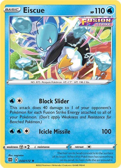 Pokémon card: Eiscue 044/172 from Brilliant Stars (Rare), Water type, front of card