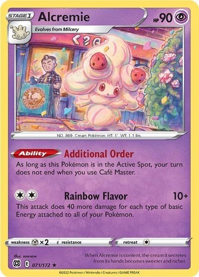 Pokémon card: Alcremie 071/172 from Brilliant Stars (Rare), Psychic type, front of card