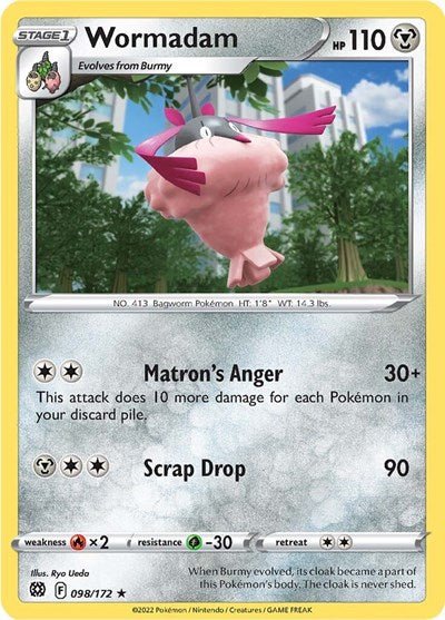 Pokémon card: Wormadam 098/172 from Brilliant Stars (Rare), Metal type, front of card