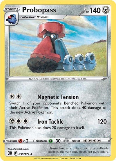Pokémon card: Probopass 099/172 from Brilliant Stars (Uncommon), Metal type, front of card