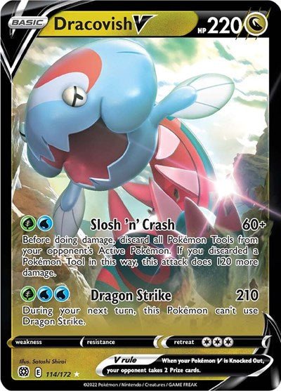 Pokémon card: Dracovish V 114/172 from Brilliant Stars (Ultra Rare), Dragon type, front of card