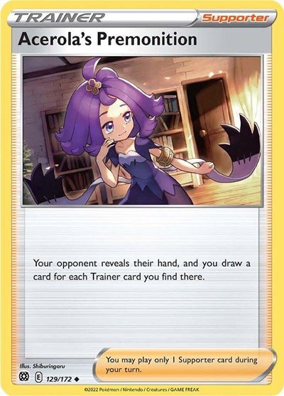 Pokémon card: Acerola's Premonition 129/172 from Brilliant Stars (Uncommon), front of card