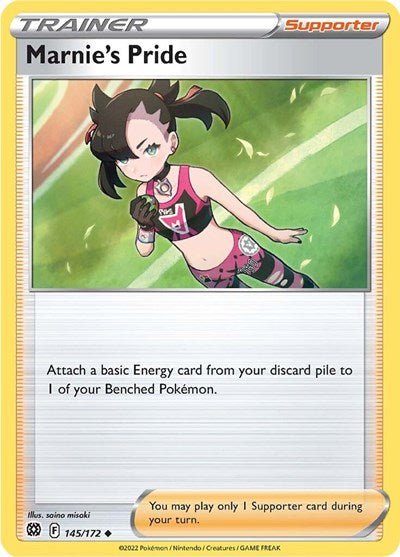 Pokémon card: Marnie's Pride 145/172 from Brilliant Stars (Uncommon), front of card