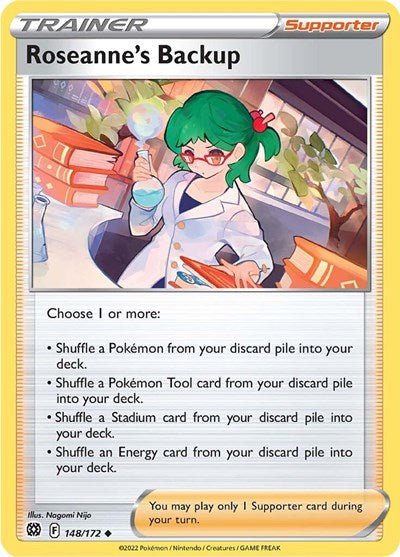 Pokémon card: Roseanne's Backup 148/172 from Brilliant Stars (Uncommon), front of card