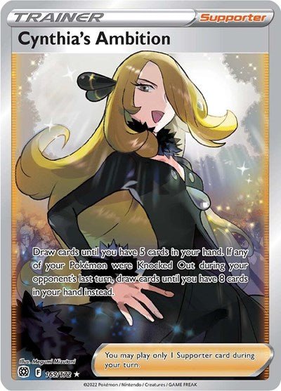 Pokémon card: Cynthia's Ambition (Full Art) 169/172 from Brilliant Stars (Ultra Rare), front of card