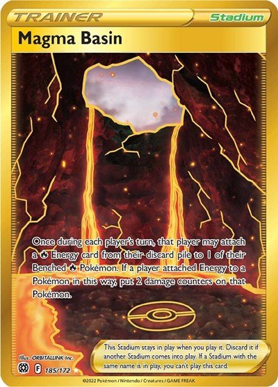 Pokémon card: Magma Basin 185/172 from Brilliant Stars (Secret Rare), front of card