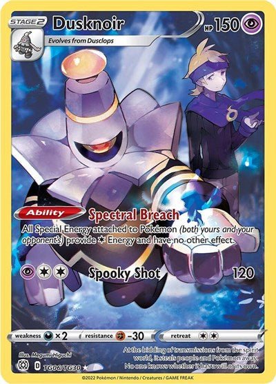 Pokémon card: Dusknoir TG06/TG30 from Brilliant Stars Trainer Gallery (Ultra Rare), Psychic type, front of card