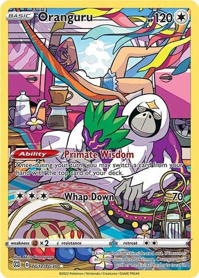 Pokémon card: Oranguru TG12/TG30 from Brilliant Stars Trainer Gallery (Ultra Rare), Colorless type, front of card