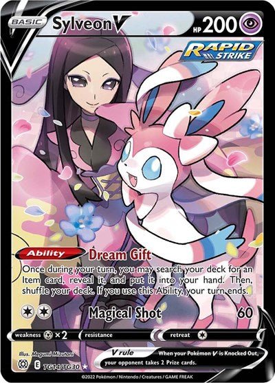 Pokémon card: Sylveon V TG14/TG30 from Brilliant Stars Trainer Gallery (Ultra Rare), Psychic type, front of card