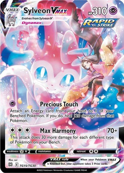 Pokémon card: Sylveon VMAX TG15/TG30 from Brilliant Stars Trainer Gallery (Ultra Rare), Psychic type, front of card