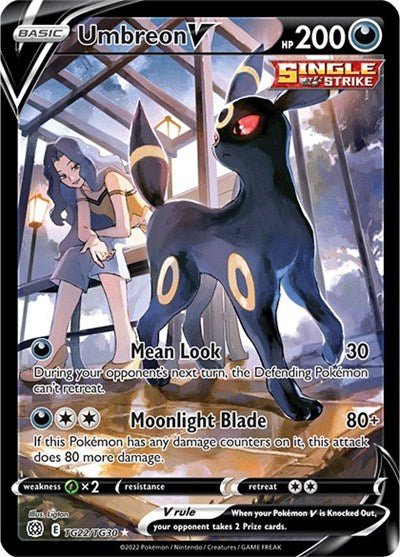 Pokémon card: Umbreon V TG22/TG30 from Brilliant Stars Trainer Gallery (Ultra Rare), Darkness type, front of card