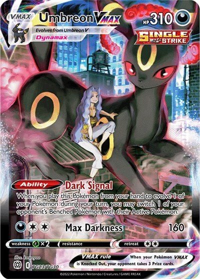 Pokémon card: Umbreon VMAX TG23/TG30 from Brilliant Stars Trainer Gallery (Ultra Rare), Darkness type, front of card
