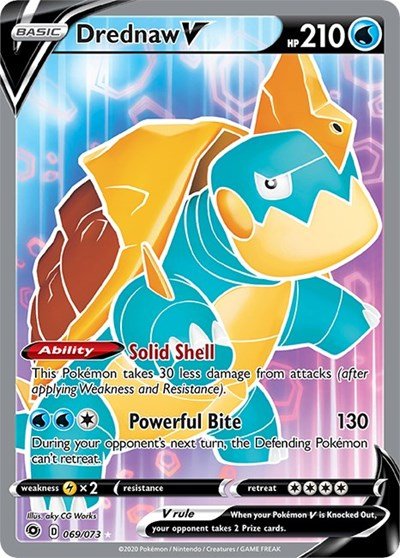 Pokémon card: Drednaw V (Full Art) 069/073 from Champions Path (Ultra Rare), Water type, front of card