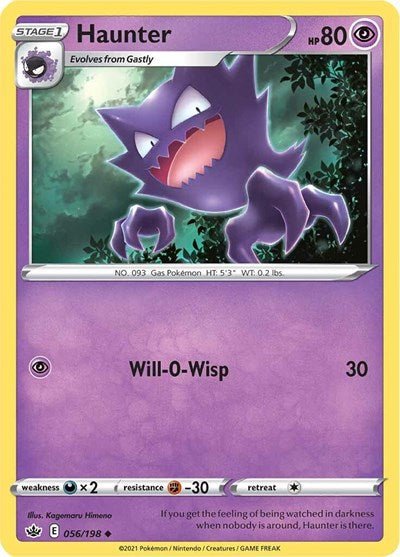 Pokémon card: Haunter 056/198 from Chilling Reign (Uncommon), Psychic type, front of card