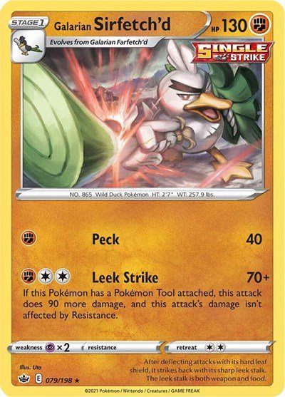 Pokémon card: Galarian Sirfetch'd 079/198 from Chilling Reign (Rare), Fighting type, front of card