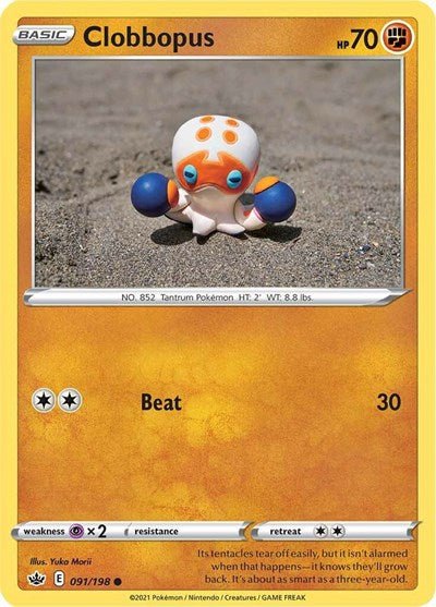 Pokémon card: Clobbopus 091/198 from Chilling Reign (Common), Fighting type, front of card