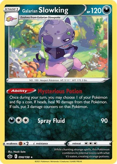 Pokémon card: Galarian Slowking 098/198 from Chilling Reign (Holo Rare), Darkness type, front of card
