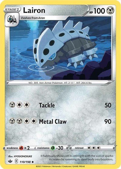 Pokémon card: Lairon 110/198 from Chilling Reign (Uncommon), Metal type, front of card
