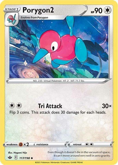 Pokémon card: Porygon2 117/198 from Chilling Reign (Uncommon), Colorless type, front of card