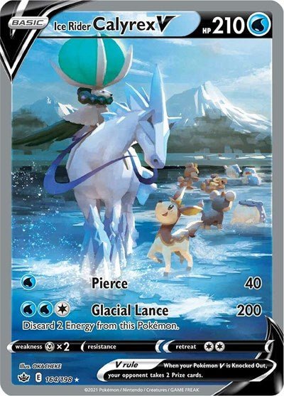 Pokémon card: Ice Rider Calyrex V (Alternate Full Art) 164/198 from Chilling Reign (Ultra Rare), Water type, front of card