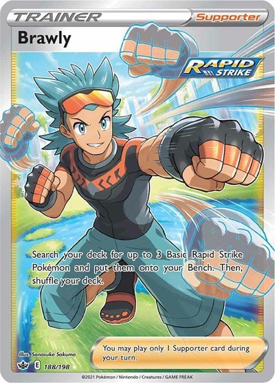Pokémon card: Brawly (Full Art) 188/198 from Chilling Reign (Ultra Rare), front of card