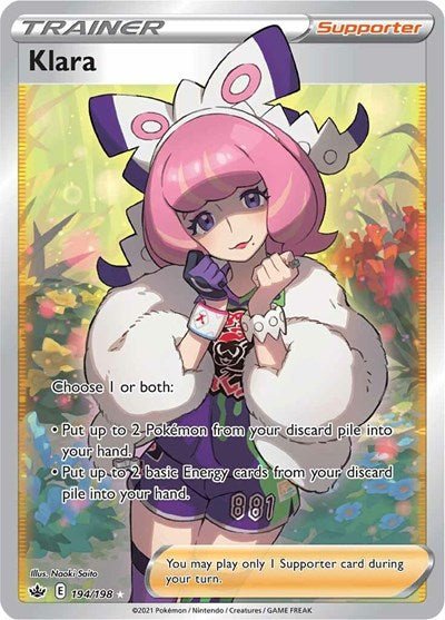 Pokémon card: Klara (Full Art) 194/198 from Chilling Reign (Ultra Rare), front of card