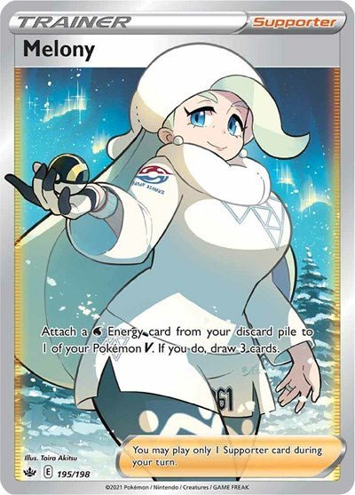 Pokémon card: Melony (Full Art) 195/198 from Chilling Reign (Ultra Rare), front of card