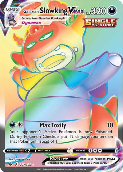 Pokémon card: Galarian Slowking VMAX 207/198 from Chilling Reign (Secret Rare), Darkness type, front of card