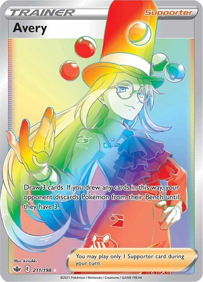 Pokémon card: Avery 211/198 from Chilling Reign (Secret Rare), front of card