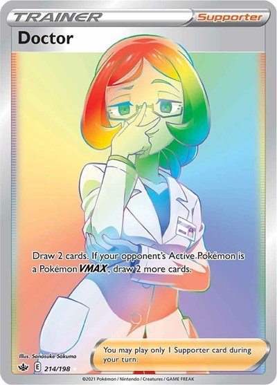 Pokémon card: Doctor 214/198 from Chilling Reign (Secret Rare), front of card