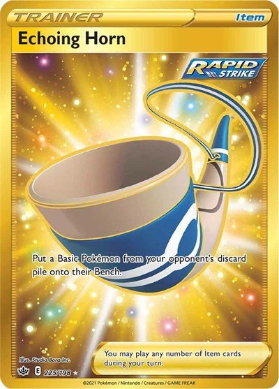 Pokémon card: Echoing Horn 225/198 from Chilling Reign (Secret Rare), front of card