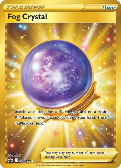 Pokémon card: Fog Crystal 227/198 from Chilling Reign (Secret Rare), front of card