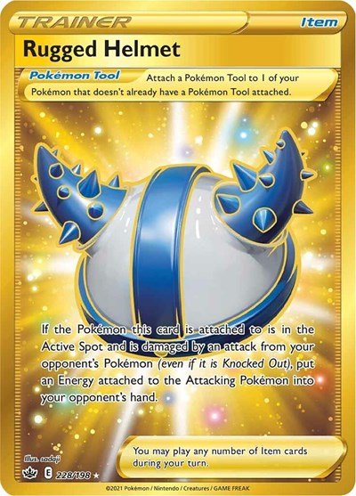Pokémon card: Rugged Helmet 228/198 from Chilling Reign (Secret Rare), front of card
