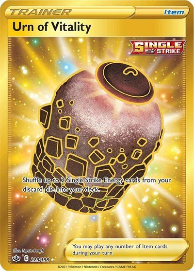 Pokémon card: Urn of Vitality 229/198 from Chilling Reign (Secret Rare), front of card