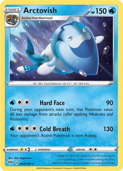 Pokémon card: Arctovish 054/189 from Darkness Ablaze (Rare), Water type, front of card