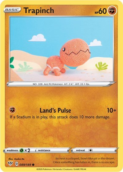 Pokémon card: Trapinch 089/189 from Darkness Ablaze (Common), Fighting type, front of card