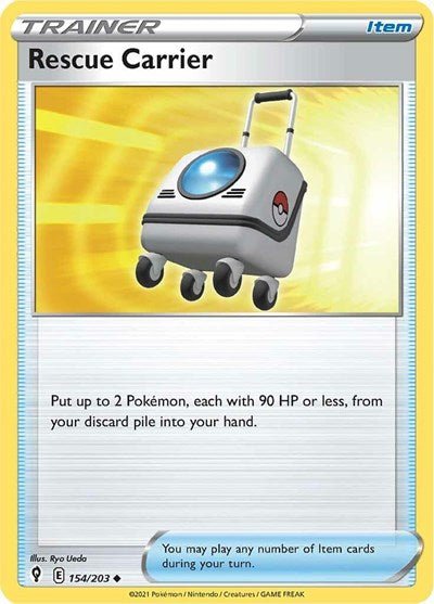Pokémon card: Rescue Carrier 154/203 from Evolving Skies (Uncommon), front of card