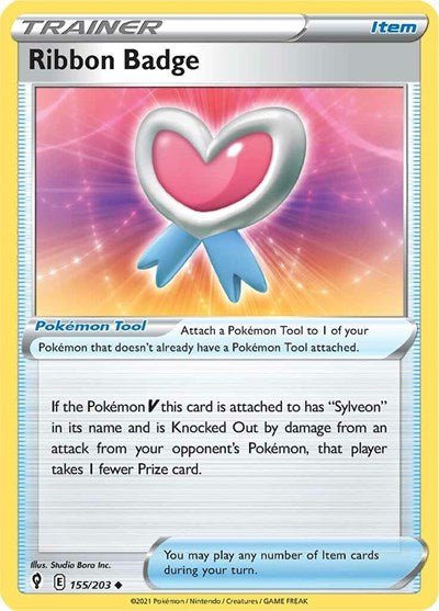 Pokémon card: Ribbon Badge 155/203 from Evolving Skies (Uncommon), front of card